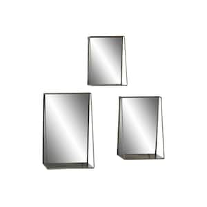 24 in. x 16 in. Gold Metal Industrial Rectangle Wall Mirror (Set of 3)