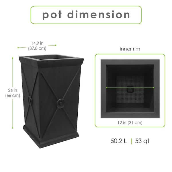 Tierra Verde 26 in. Slate Monarch Indoor/Outdoor Self Watering Planter MT5100836