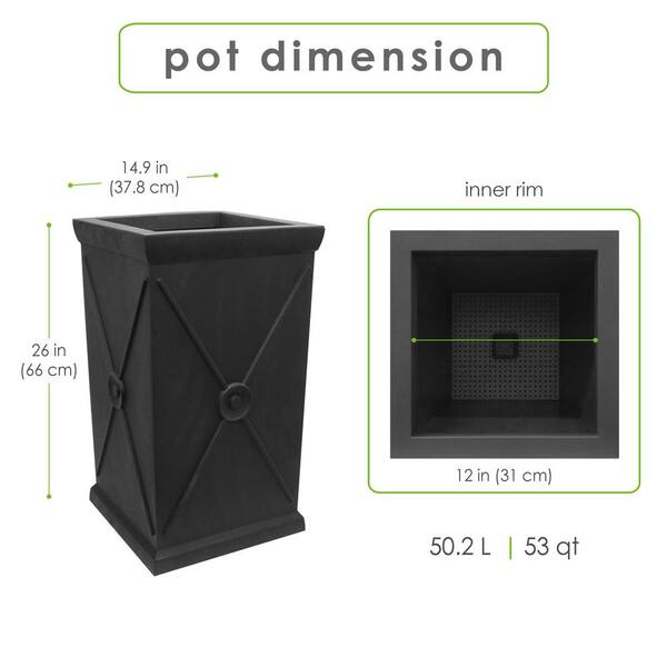 Vigoro 15 in. Eldon Modern Slate Indoor/Outdoor Fiberglass