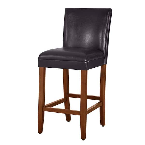 Homepop Luxury Brown Faux Leather 29 in. Bar Height Barstool