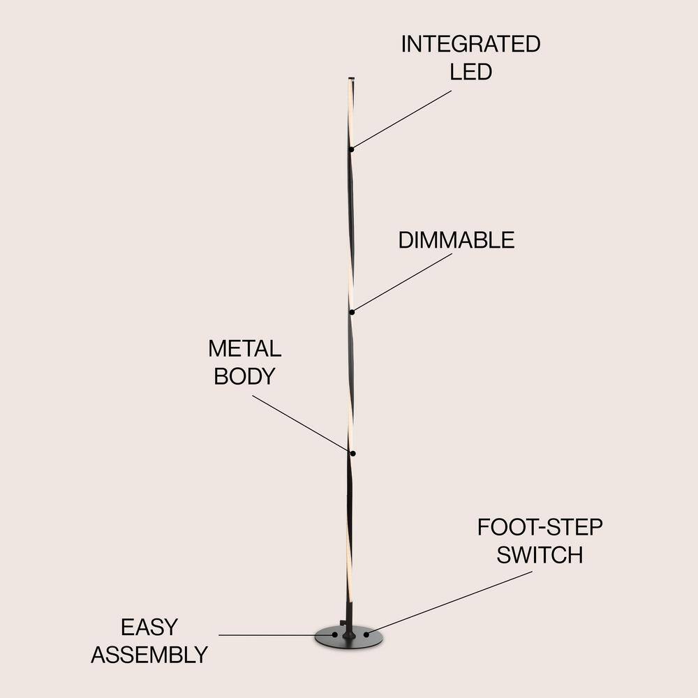 Arcadia Adjustable Black Silk Shade 63.75" LED Floor Lamp