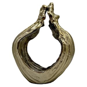 Gold 12 in. x 9 in. Abstract Metal Sculpture-Modern Art Decor for Home or Office