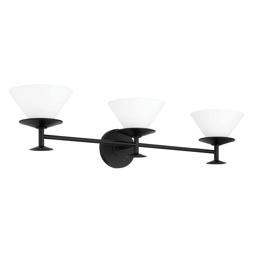 Tremolo 33-in. 3-light Matte Black and Champagne Gold Vanity Light with Etched Opal Glass price history on PriceWatchPro