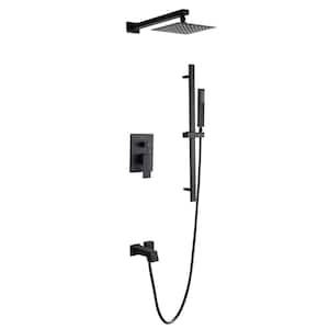 Cero 1-Spray Tub and Shower Faucet Combo with Square Showerhead and Handheld Shower Wand in Matte Black