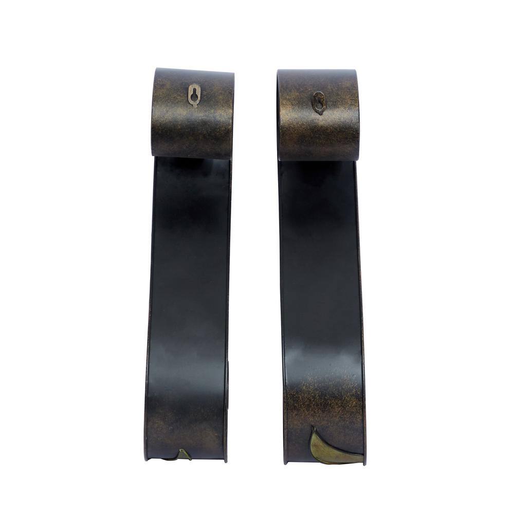 Bronze and Green Metal Abstract Wall Candle Holder Set