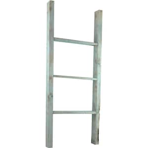 19 in. x 48 in. x 3 1/2 in. Barnwood Decor Collection Driftwood Blue Vintage Farmhouse 3-Rung Ladder