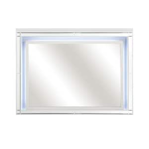 1.5 in. W x 37.5 in. H Wooden Frame White and Silver Wall Mirror