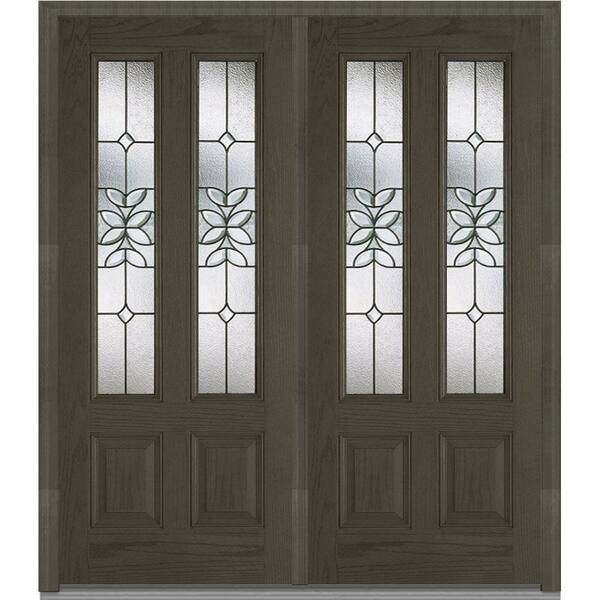 MMI Door 72 in. x 80 in. Cadence Right-Hand Inswing 2-Lite Decorative 2-Panel Stained Fiberglass Oak Prehung Front Door