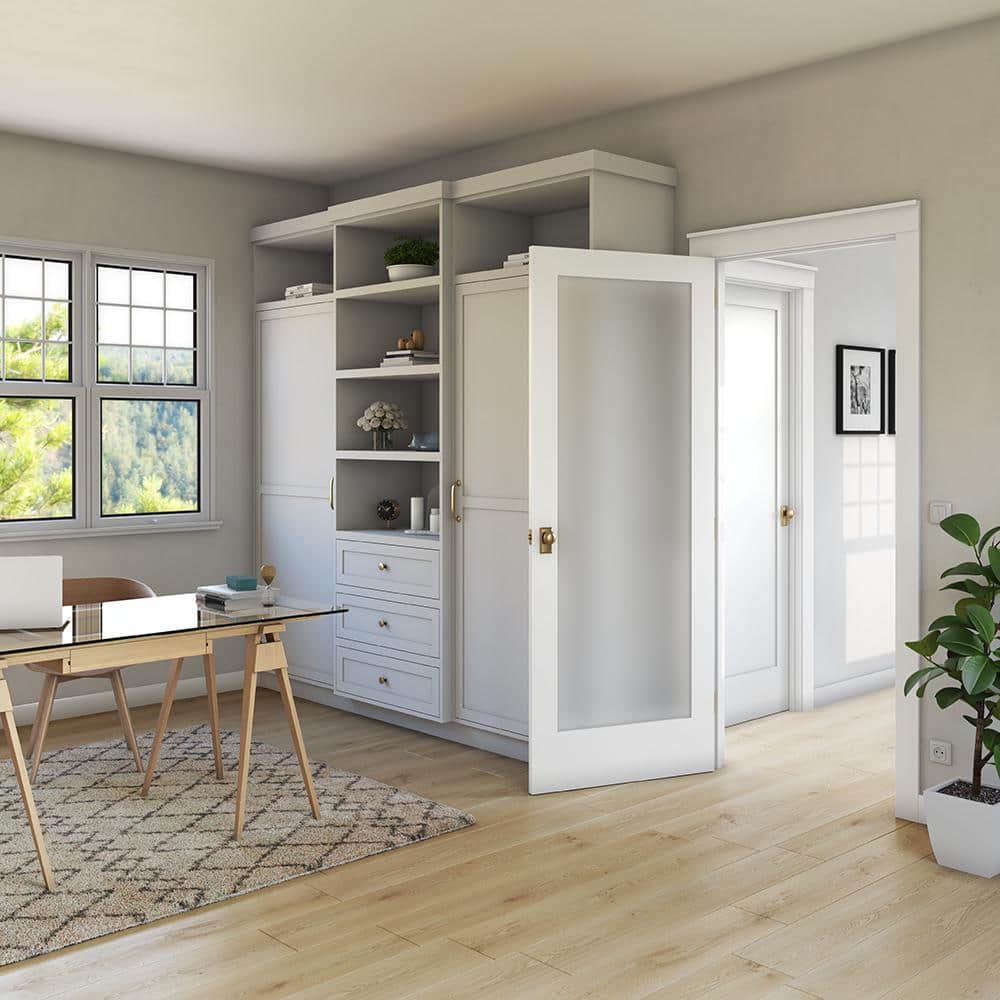24" x 80" Frosted Glass Primed Solid Wood Interior Door Slab