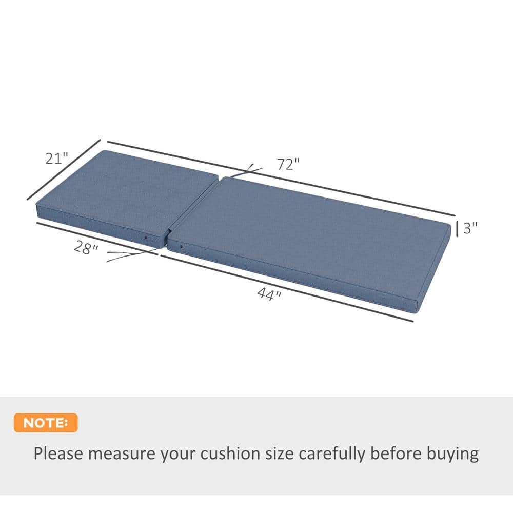 Sky Blue Polyester Patio Chaise Lounge Cushions with Ties