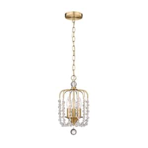 Mordern 3-Lights Gold Crystal Hanging Pendant Light Chandelier Fixture for Dining Room or Kitchen Island