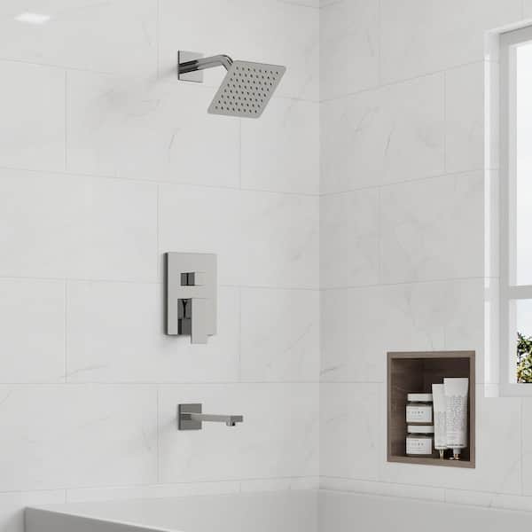 Rainspire Double Handle 2-Spray 6 in. Wall Mount Tub and Shower Faucet 1.8 GPM in Chrome (Valve Included)