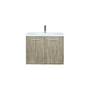 Fairbanks 30 in W x 20 in D Rustic Acacia Bath Vanity, White Quartz Top and Chrome Faucet Set