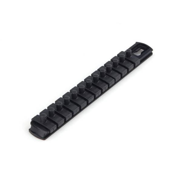 TEKTON 1/4 in. Drive x 8 in. Socket Rail, 13 Clips, Black