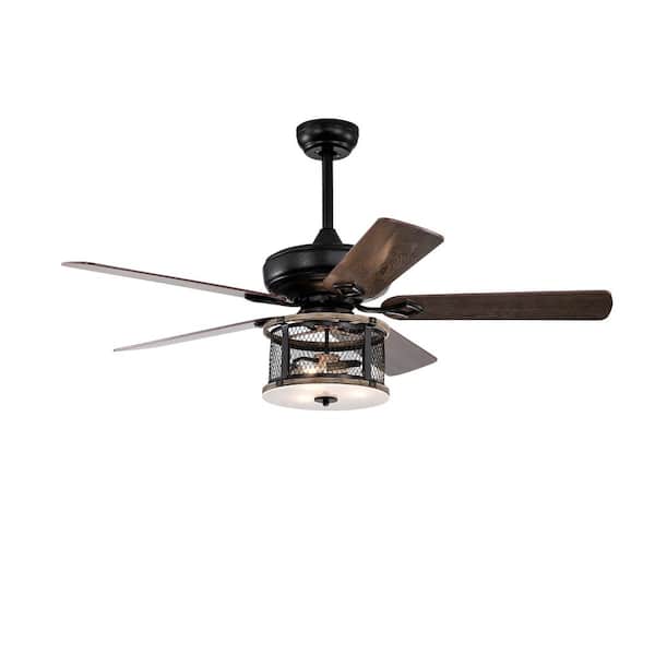 Modland Light Pro 52 in. Indoor Black Smart Ceiling Fan with Light Kit, Downrod and Reversible Motor