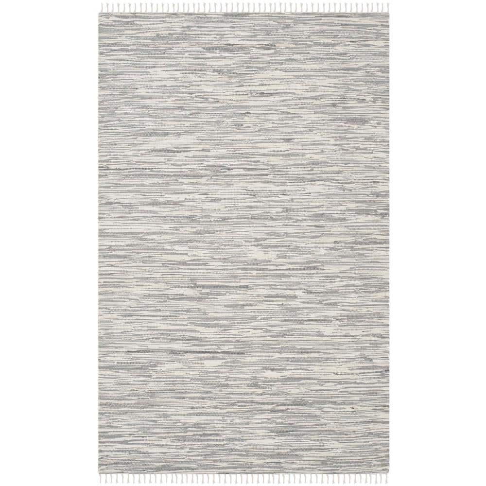 Coastal Charm Silver Cotton Hand-Woven Area Rug, 9' x 12'