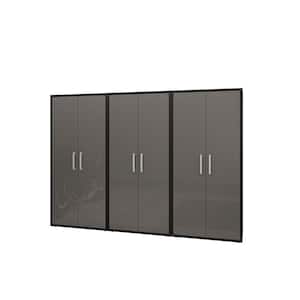 Eiffel 35.43 in. W x 73.43 in. H x 17.72 in. D 4-Shelf Freestanding Cabinet in Black and Grey (Set of 3)