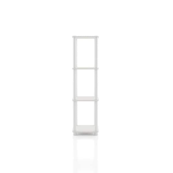 Quincy 44.2 in. Tall White Engineered Wood Display 4-Shelf Modular Bookcase With Support Rods