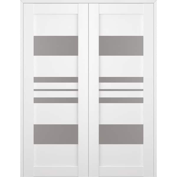 Belldinni Romi 48 in. x 84 in. Both Active 5-Lite Bianco Noble Wood Composite Double Prehung Interior Door