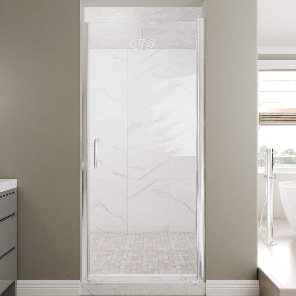 34-36 in. W x 72 in. H Pivot Frameless Shower Door in Chrome Finish with Clear Glass price history on PriceWatchPro