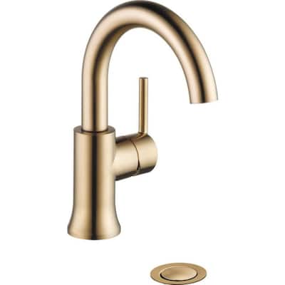 Trinsic Single Hole Single-Handle Bathroom Faucet with Metal Drain Assembly in Champagne Bronze