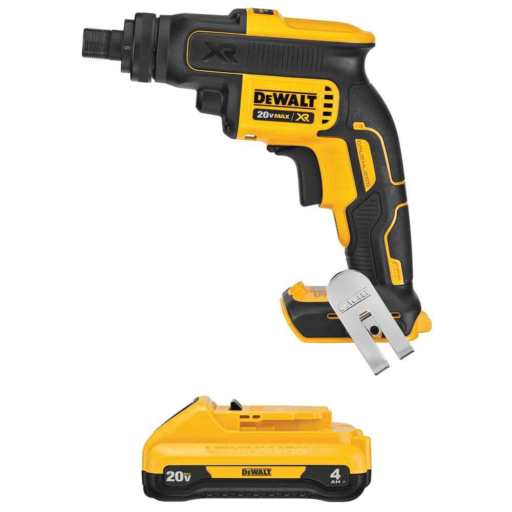 20V MAX XR Lithium-Ion Cordless Brushless Drywall Screw Gun with Threaded Clutch Housing with Compact 4.0Ah Battery Pack -  DEWALT, DCF624BWDCB240