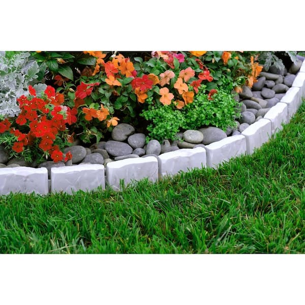 Decorative Faux Stone 10 ft. x 2.7 in. Gray Plastic No-Dig Landscape Edging Kit
