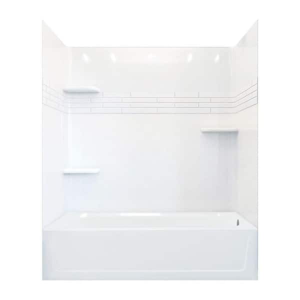 MUSTEE Topaz 60 in. L x 32 in. W x 74.75 in. H Rectangular Tub/ Shower Combo Unit in White with Right-Hand Drain