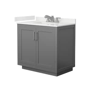 Miranda 36 in. W x 22 in. D x 33.75 in. H Single Bath Vanity in Dark Gray with White Quartz Top