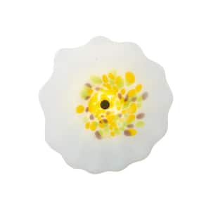 12" Diameter Viejo LED Hand Blown Yellow Flower Art Glass Wall Decor