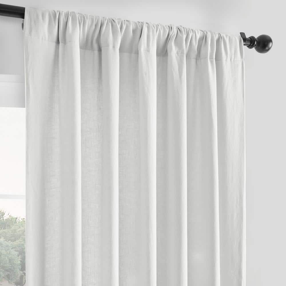 Crisp White Linen Room-Darkening Curtain Panel 50" x 108"