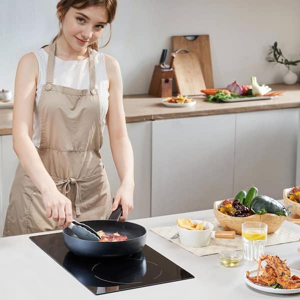 Electric Cooktop, 12 in. 2 Burners Built-in Electric Stove Top, 1800 W Ceramic Top Radiant Cooktop, with Glass Panel