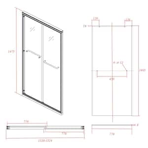 48 in. W x 76 in. H Single Double Sliding Semi-Frameless Shower Alcove Shower Door in Chrome Finish with Clear Glass