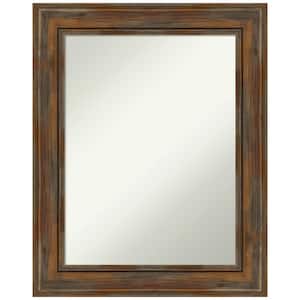Alexandria Rustic Brown 24 in. H x 30 in. W Wood Framed Non-Beveled Bathroom Vanity Mirror in Brown