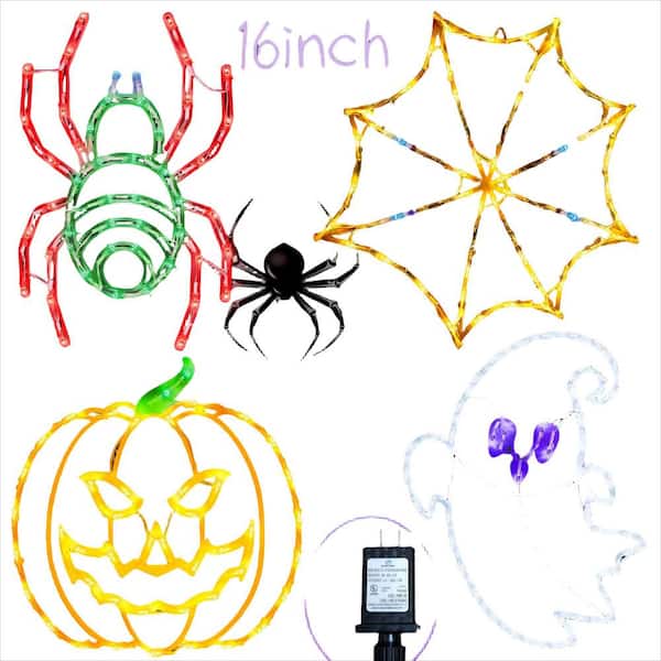 16 in. Halloween Window Silhouette Lights Decorations for Wall, Door and Window Decoration (4-Pack)
