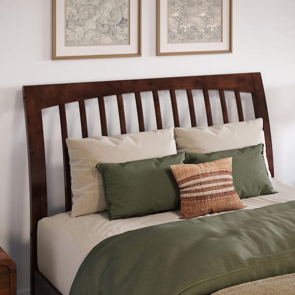 AFI Orleans Walnut Brown Full Sleigh Solid Wood Slat Headboard
