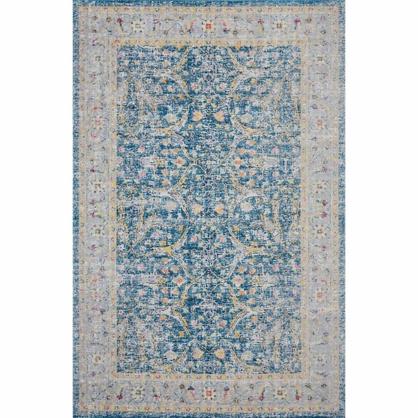 HomeRoots Blue 5 ft. x 8 ft. Woven Polypropylene Rectangle Indoor/Outdoor Area Rug