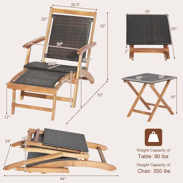Home District Folding Foot Rest - Wood Rolling Collapsible Cushioned F