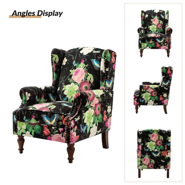 JAYDEN CREATION Gille Traditional Black Upholstered Wingback JAYDEN CREATION Gille Traditional Black Upholstered Wingback