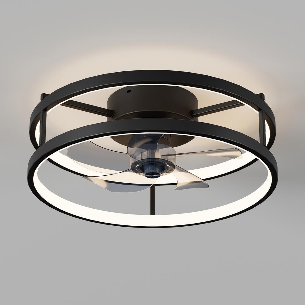 Indoor Blade Span 0.98 ft. Black 15.74 Ceiling Fan with Light, 120V, 323