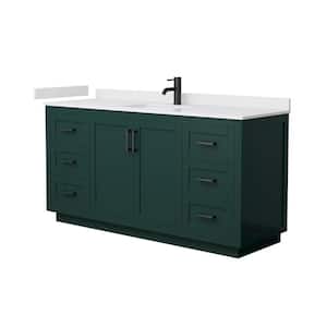 Miranda 66 in. W x 22 in. D x 33.75 in. H Single Bath Vanity in Green with White Cultured Marble Top