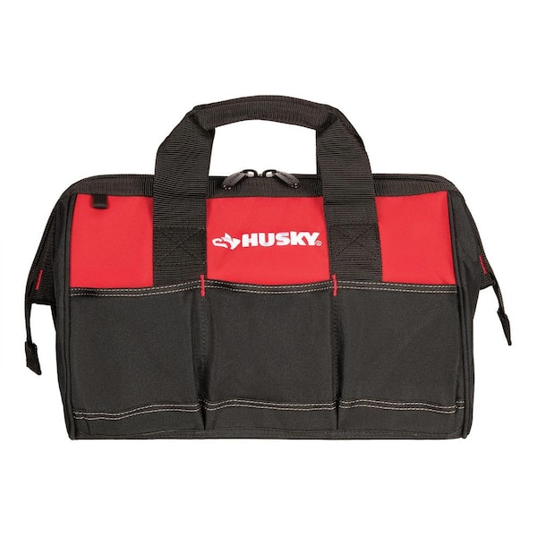 15 in. 8-Pocket Red Tool Bag with Zippered Top
