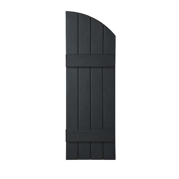 Ply Gem 14 in. x 41 in. Polypropylene Closed 4-Board Arch Top Board and Batten Shutter Pair in Blackwatch Green