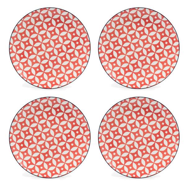 Gaia Tablescapes Cady Red Dinner Plates (Set of 4)