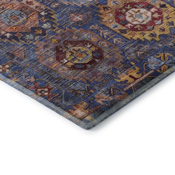 Mayfield Premium Machine Washable Abstract AMF2024 Denim 3 ft. x 5 ft. Area Rug