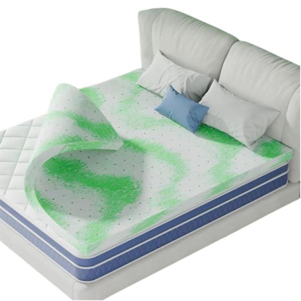 BedsPick Green Mattress Topper 2 in. Twin XL, Gel Memory Foam Mattress Topper for Body Support with Breathable Holes