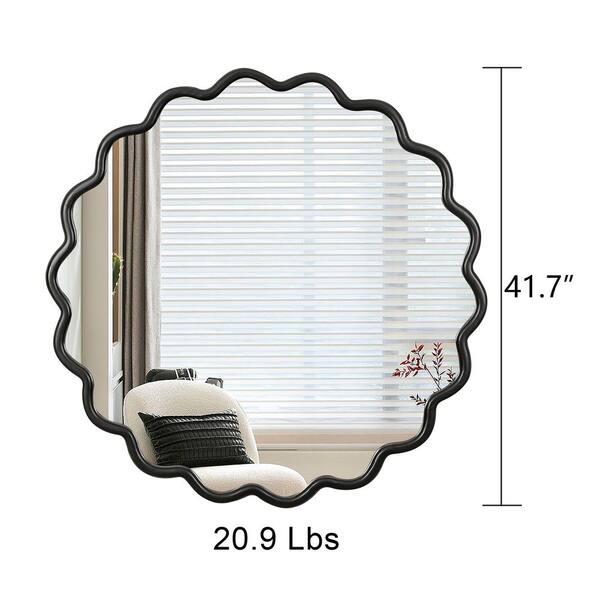 Tenleaf Black 42 in. W x 42 in. H Solid Wood Round Wavy Wall