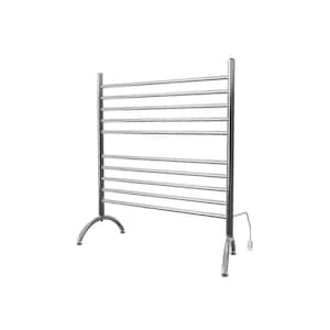 Solo 33in Wide Freestanding 10-Bar Plug-in Electric Towel Warmer in Polished Stainless Steel