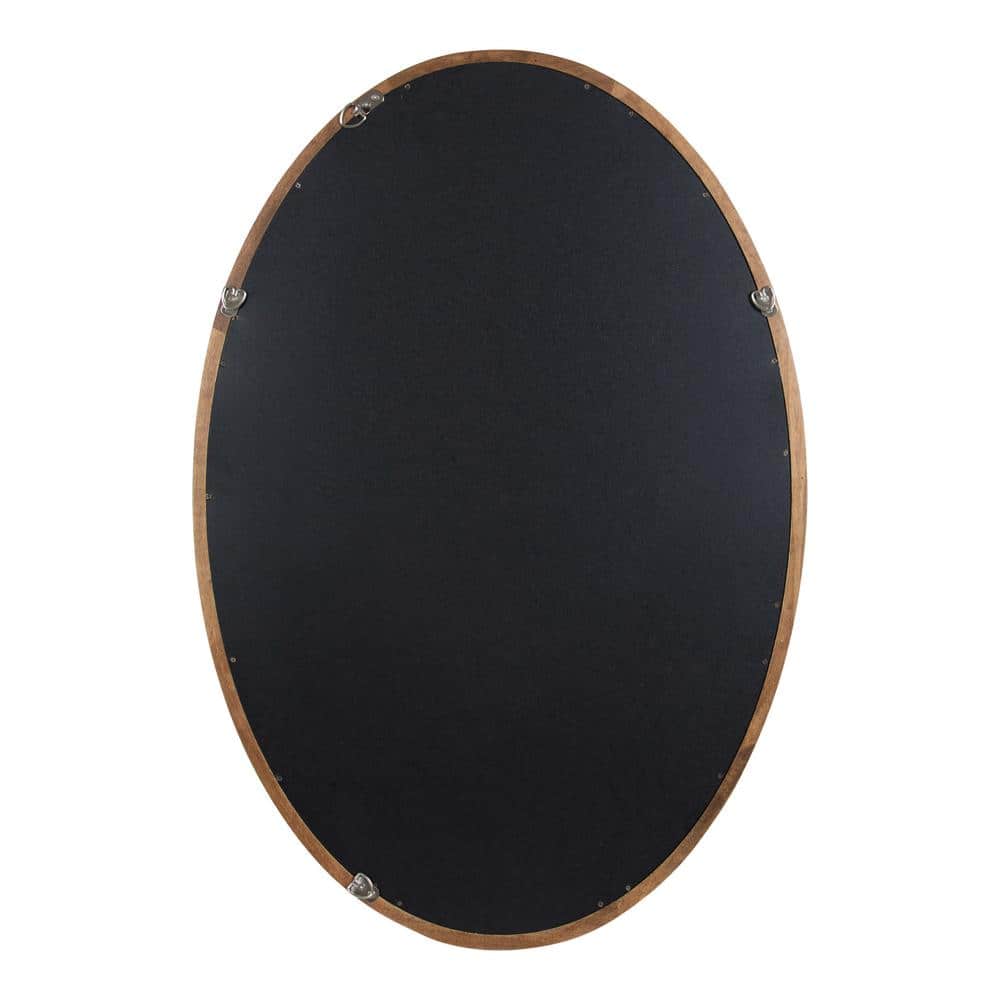 Elegant Farmhouse Oval Wood Bathroom Vanity Mirror, Rustic Brown
