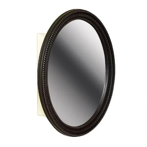 25 in. W x 32 in. H Zenith Oval Mirror Surface Mount Medicine Cabinet in Oil Rubbed Bronze